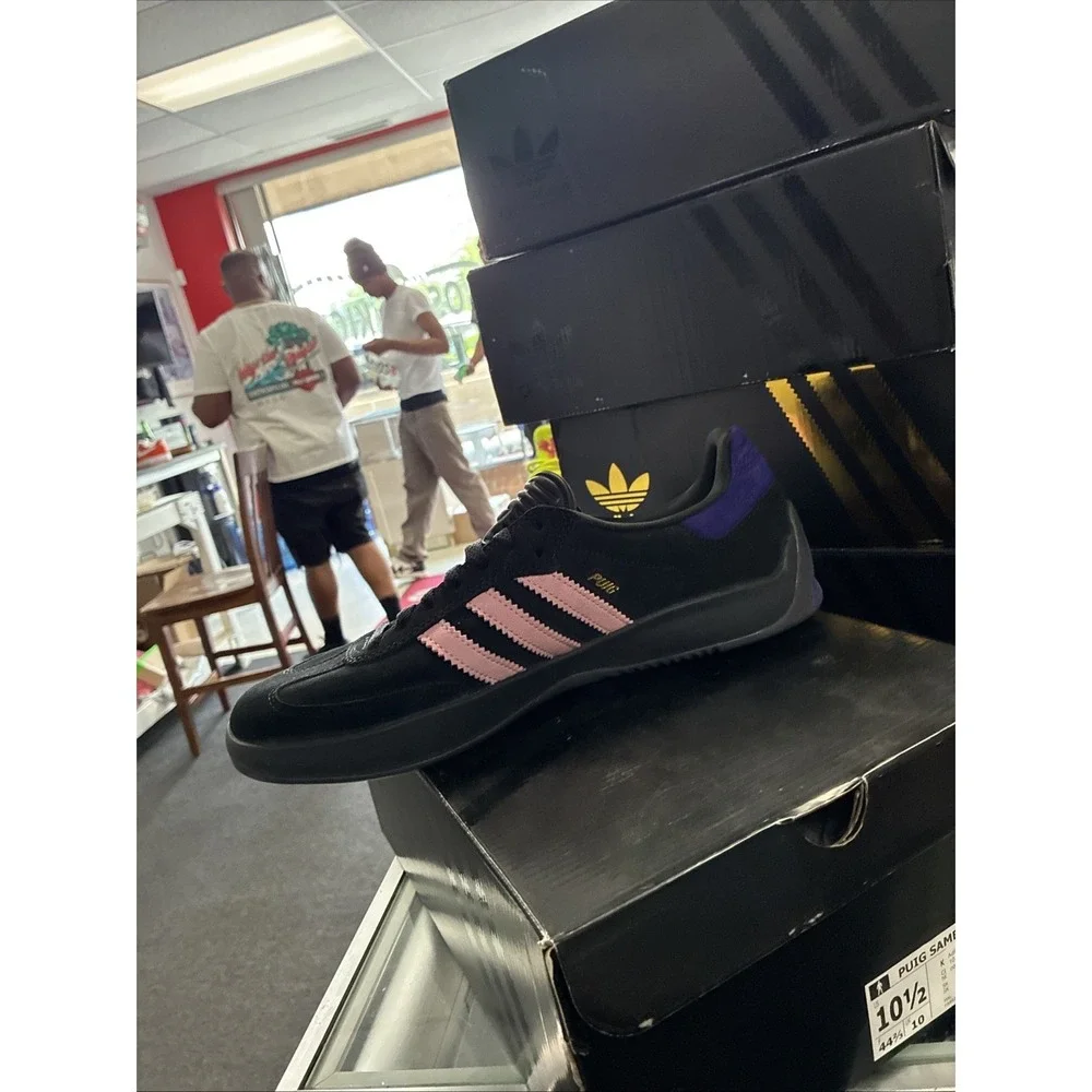 Mens Adidas PUIG SAMBA KK3738 Core Black Light Pink Purple Shoes 10.5